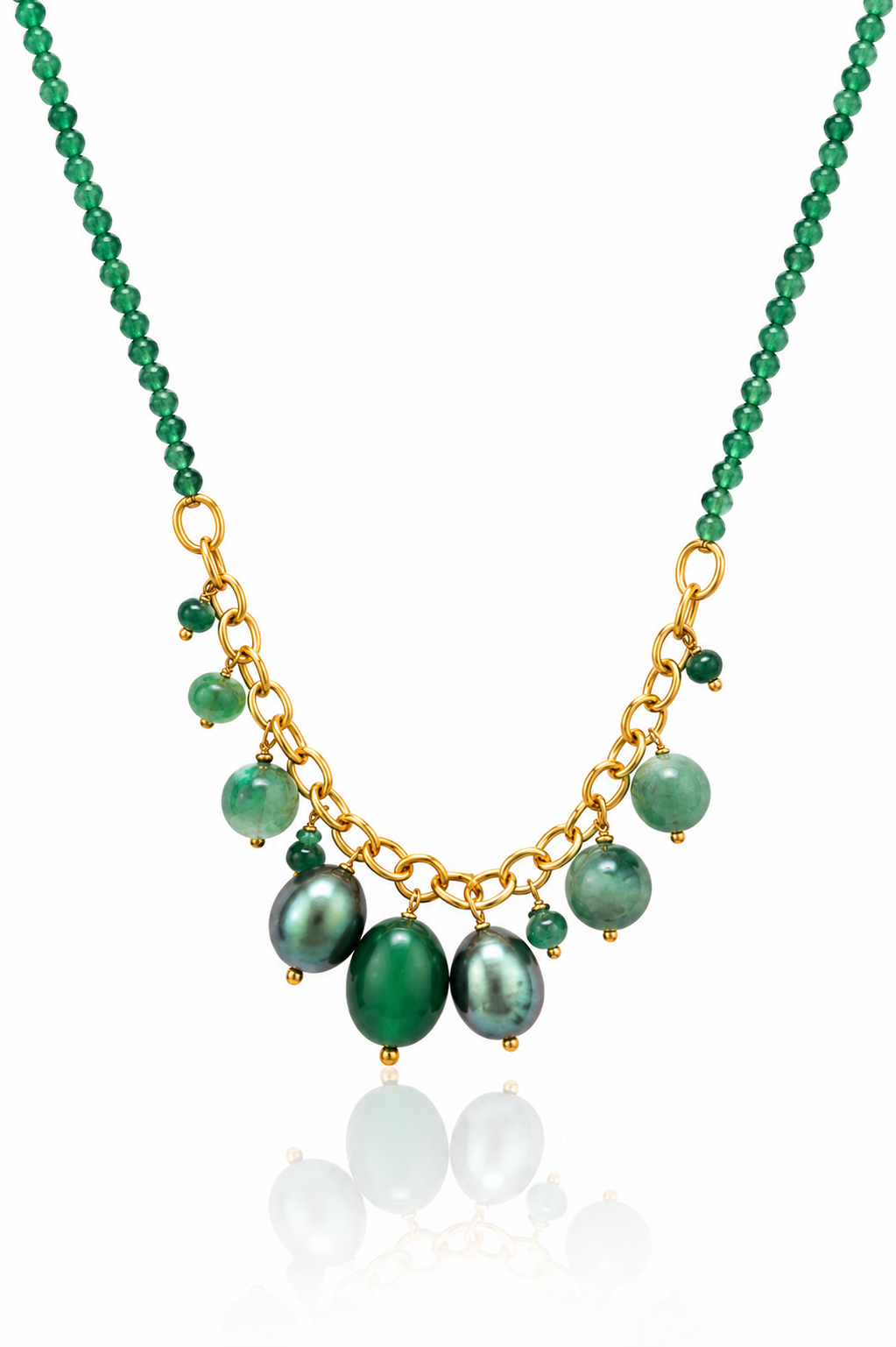 Green Bead Cluster Necklace detail - Mine of Design