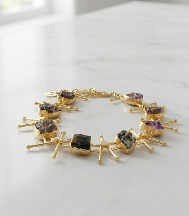 Golden Mystery Stone Link Bracelet