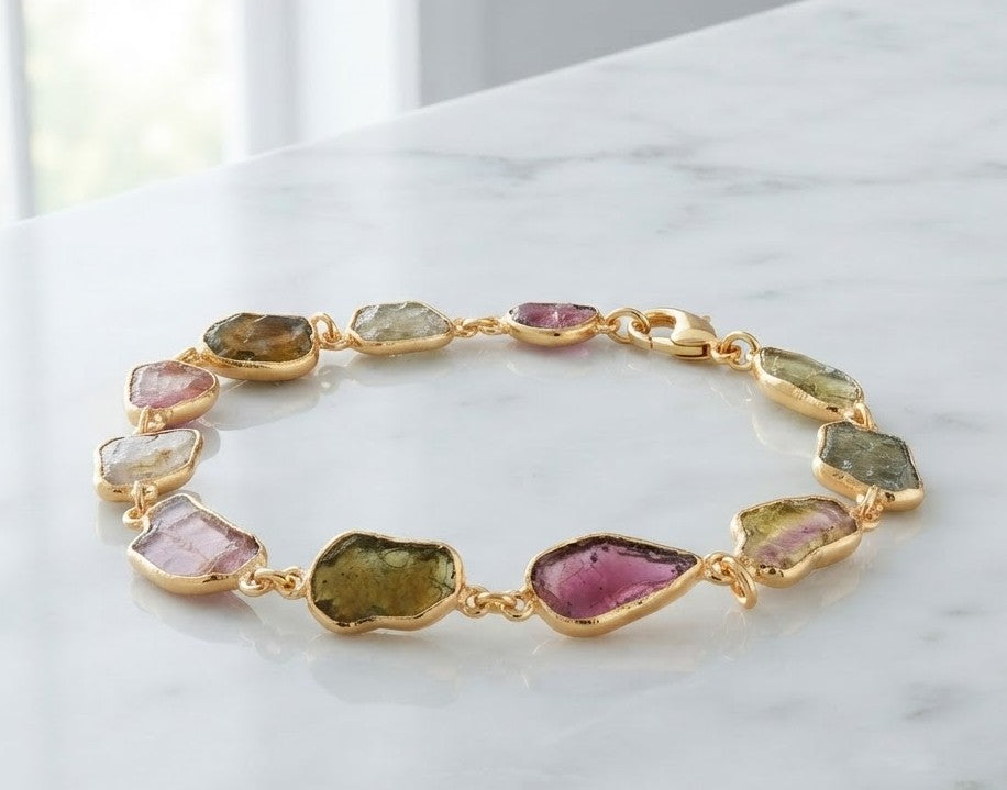 Golden Mystery Multi-Color Stone Bracelet