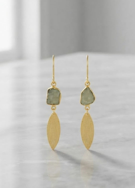 Golden Mystery Mint Leaf Drops Earrings