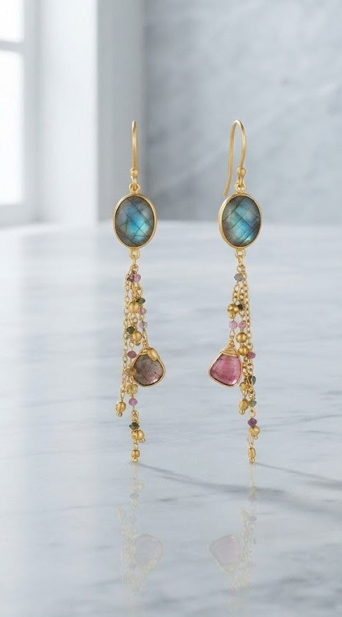 Golden Mystery Aurora Shimmer Fringe Dangles