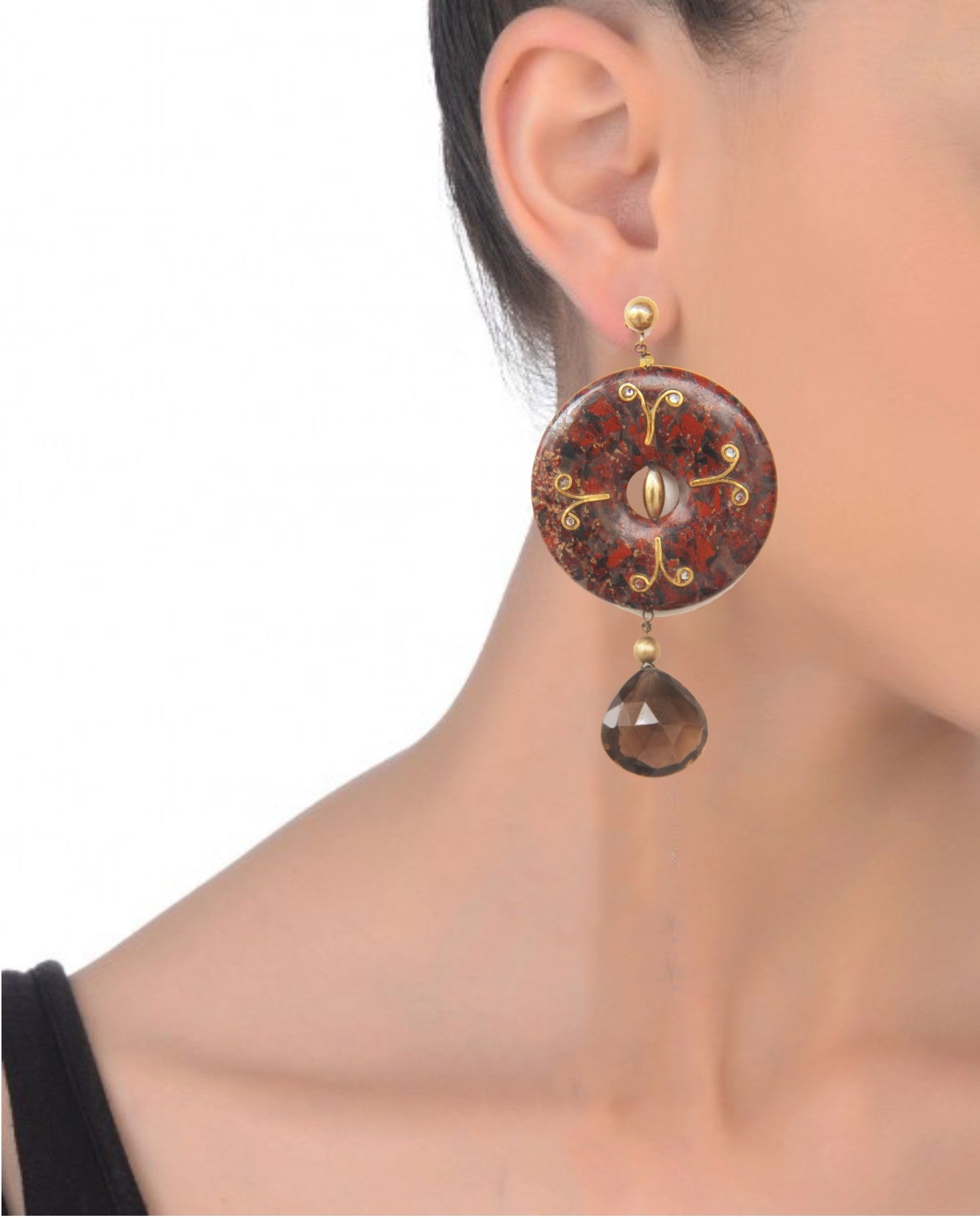 Handmade Drop Earrings – 70mm Long, 18K Gold-Plated Finish