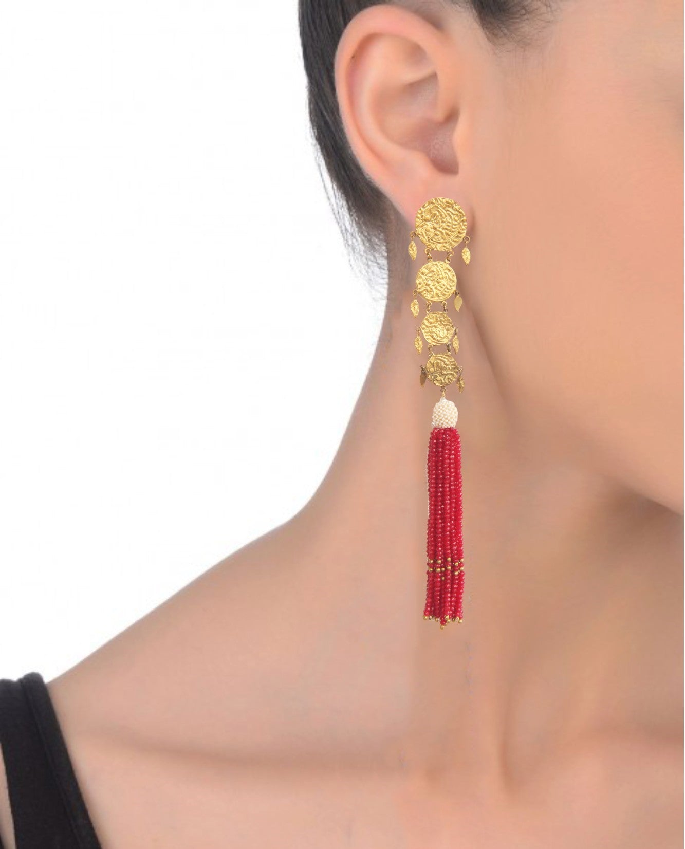 Handmade Extra-Long Earrings – 196mm Drop, 18K Gold-Plated Finish