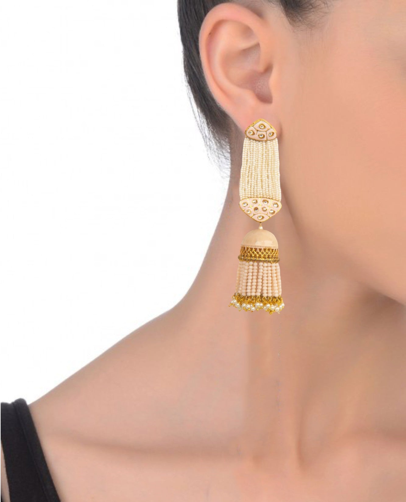 Stunning Long Earrings – 125mm Height, 18K Gold-Plated Finish