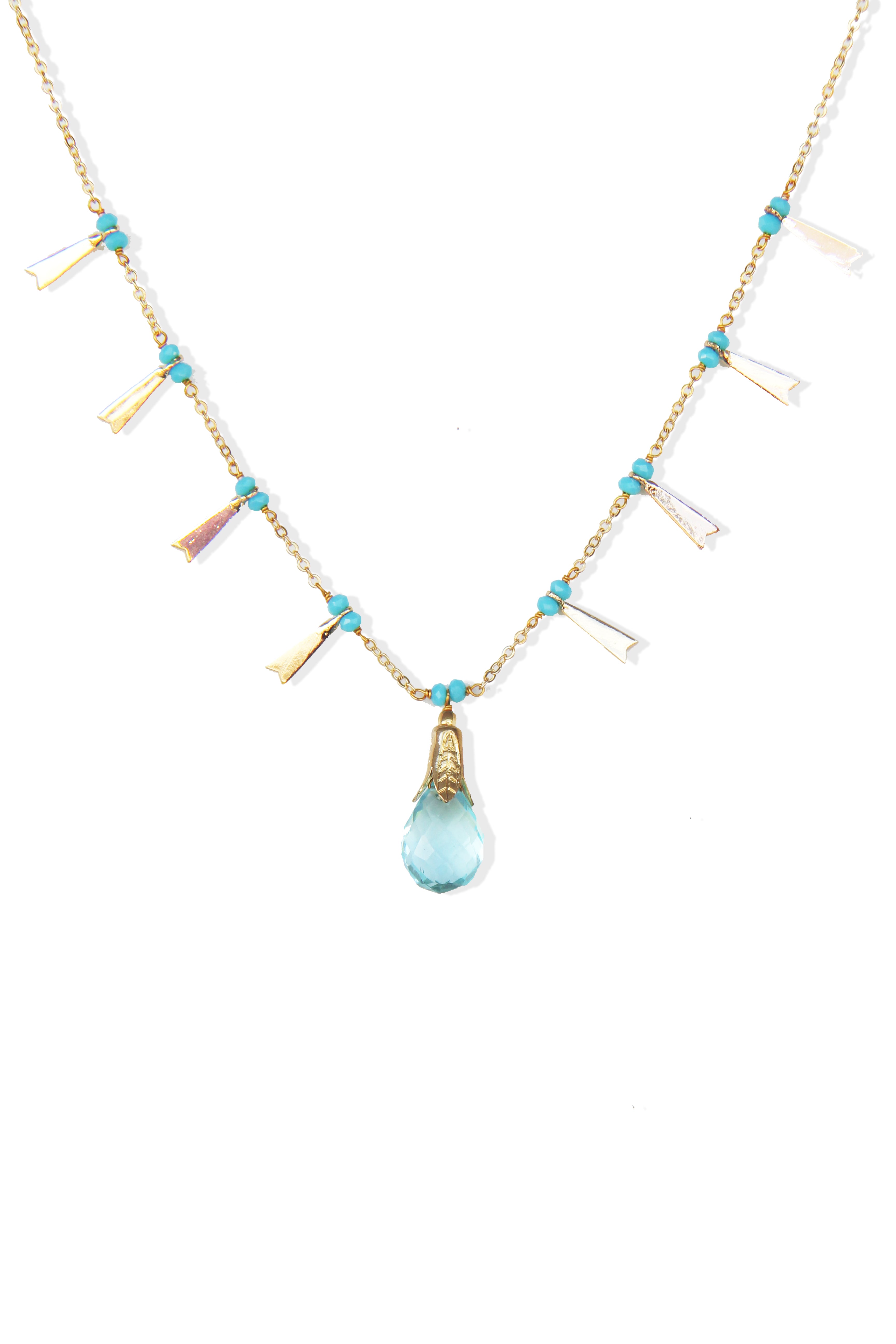 Fine One Necklace - Aquamarine Pendant with 443mm Adjustable Chain