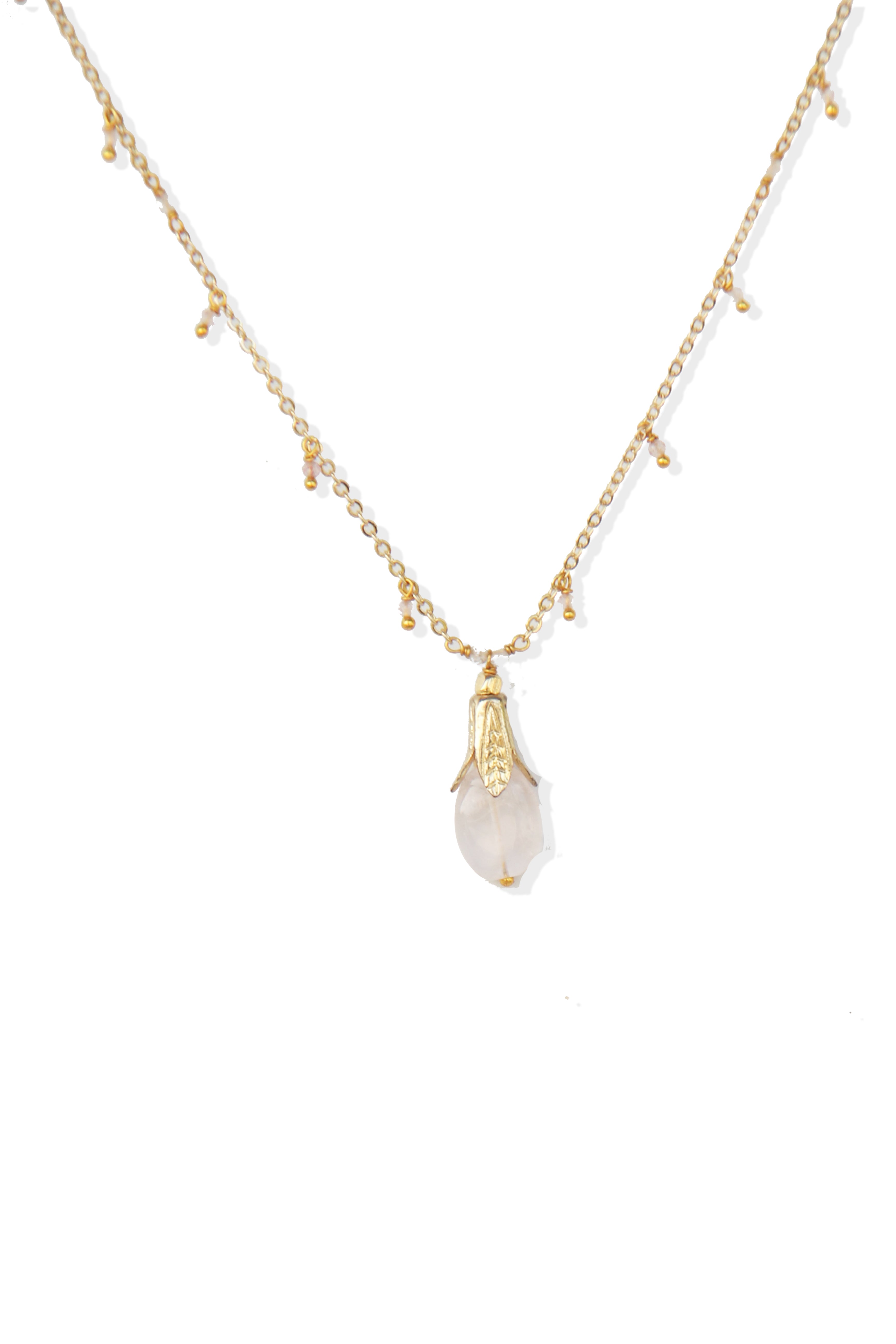 Fine One Necklace: Light Rose Quartz Pendant