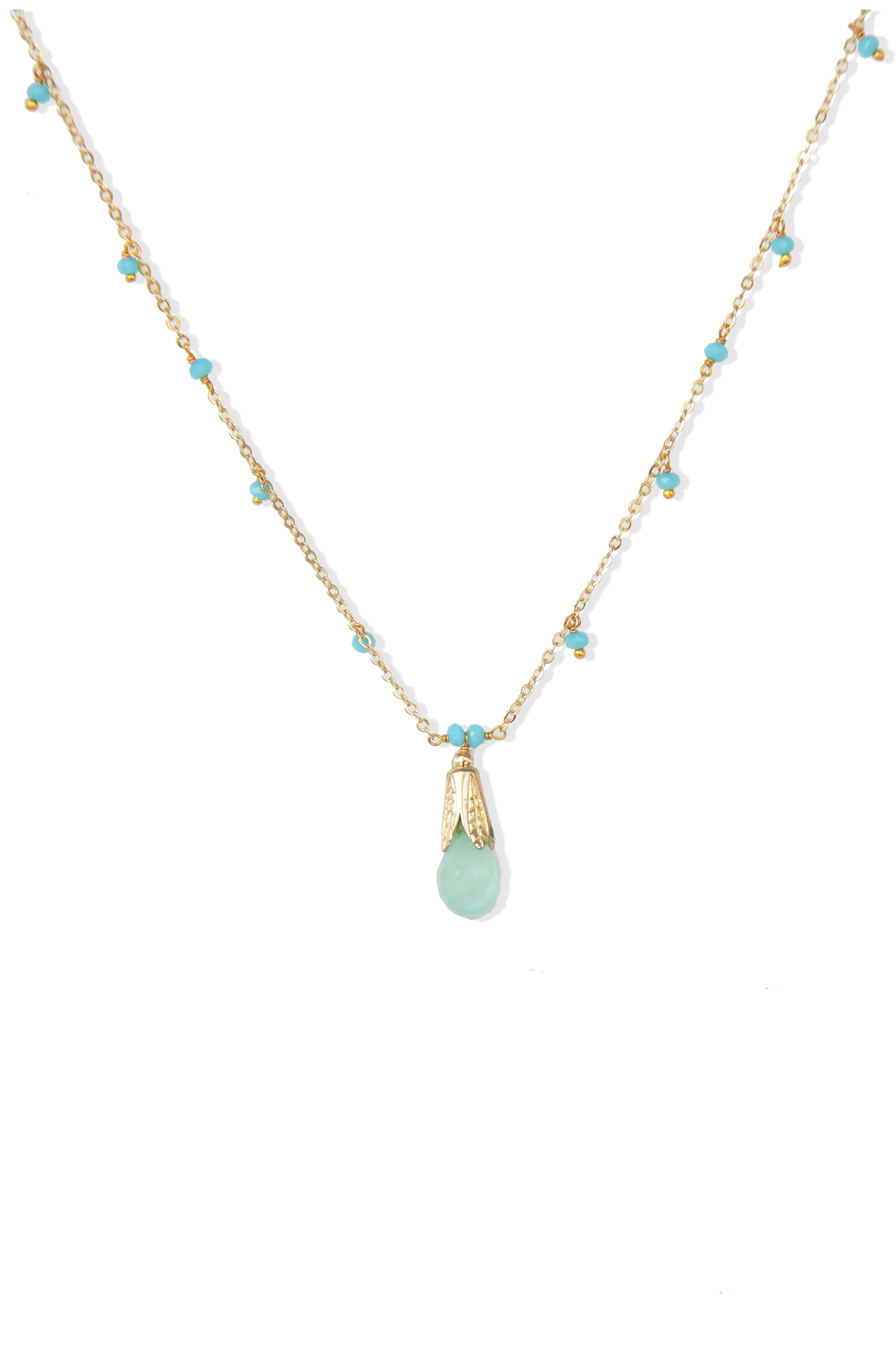 Fine One Necklace - Stylish 26mm Acqua Pendant on 420mm Adjustable Chain