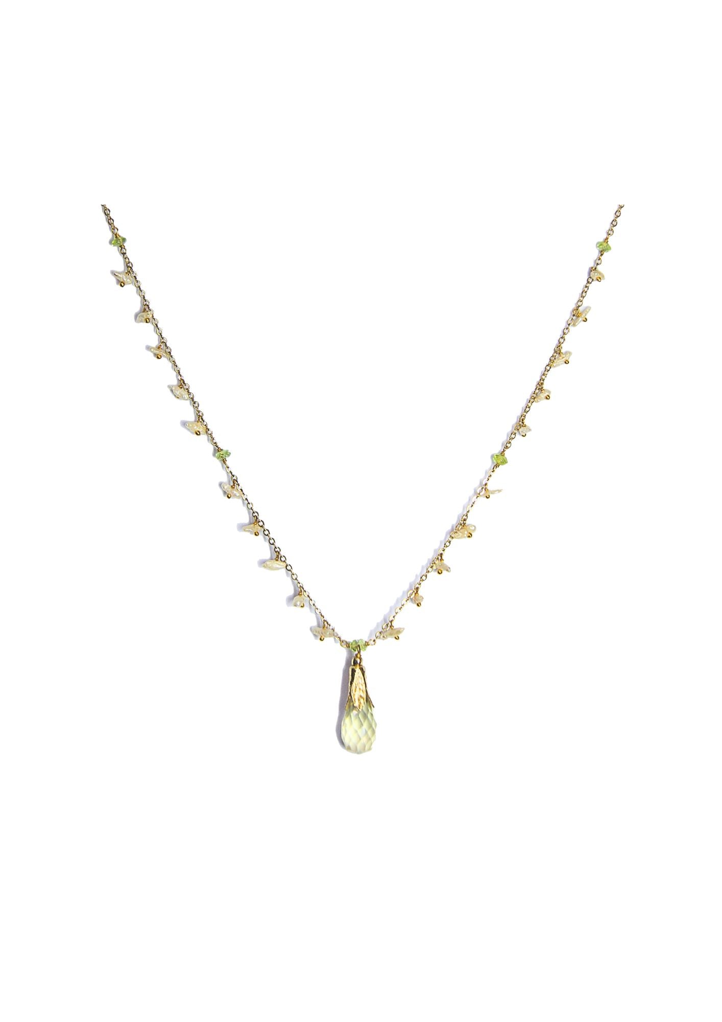 Fine One Necklace - Citrine with 18K Gold Plate and Brass