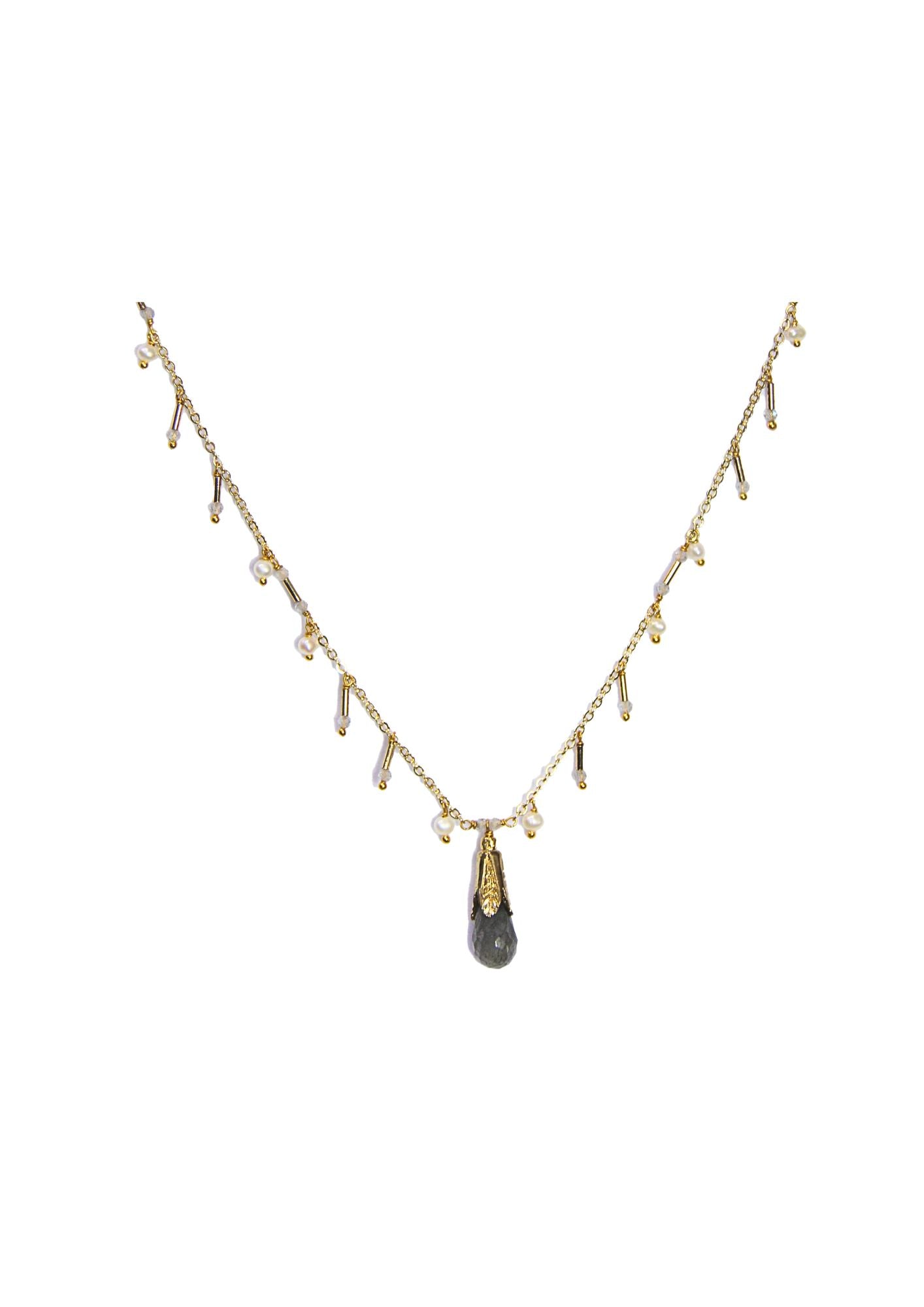 Fine One Necklace: Labradorite in 18K Gold-Plated Brass