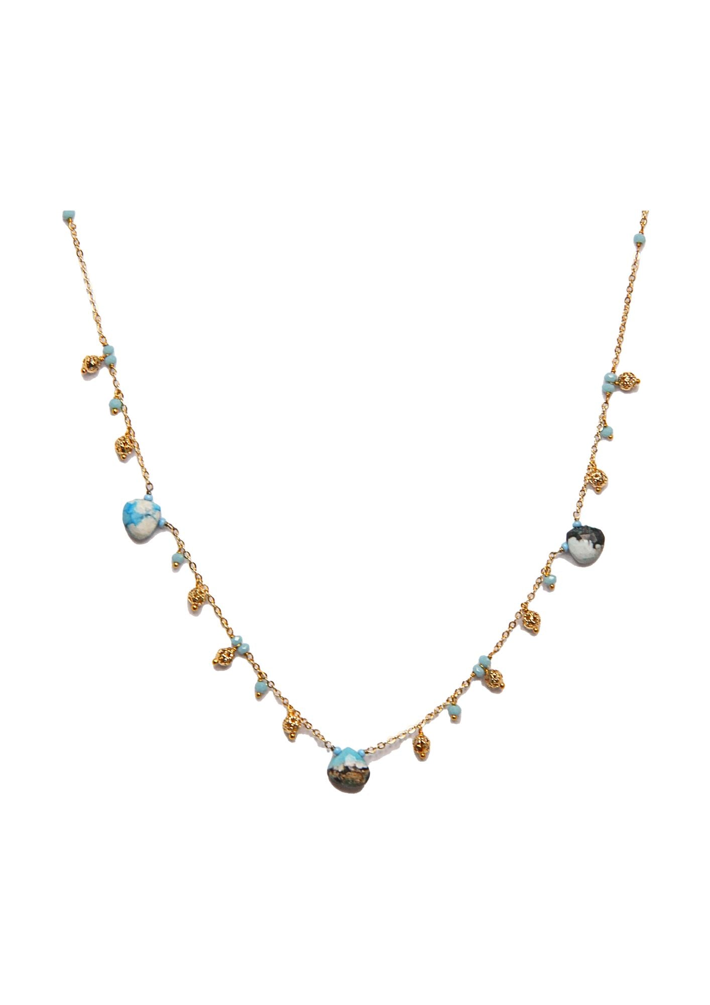 Fine One Necklace: Sustainable Brass & 18K Gold with Turquoise