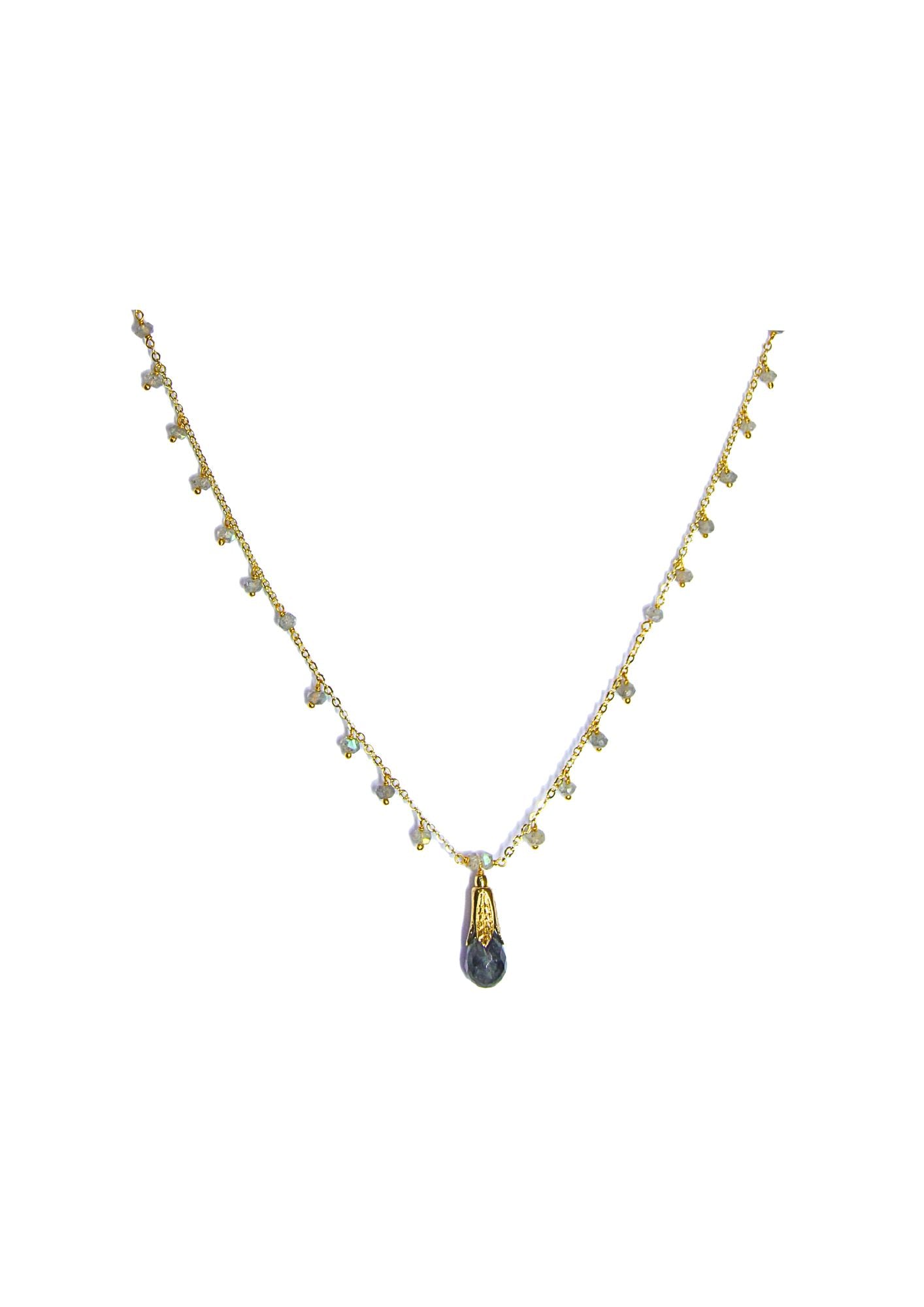 Fine One Necklace with Brass, Natural Stones and 18K Gold Plate