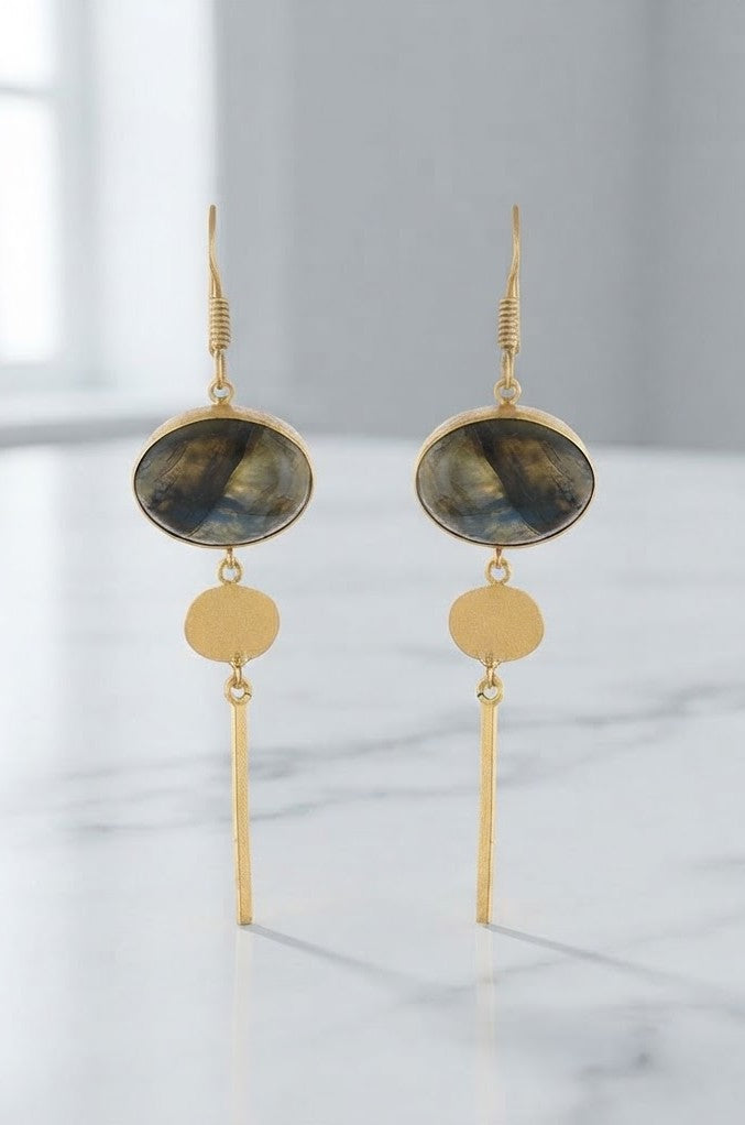 Maiden Linear Labradorite Earrings