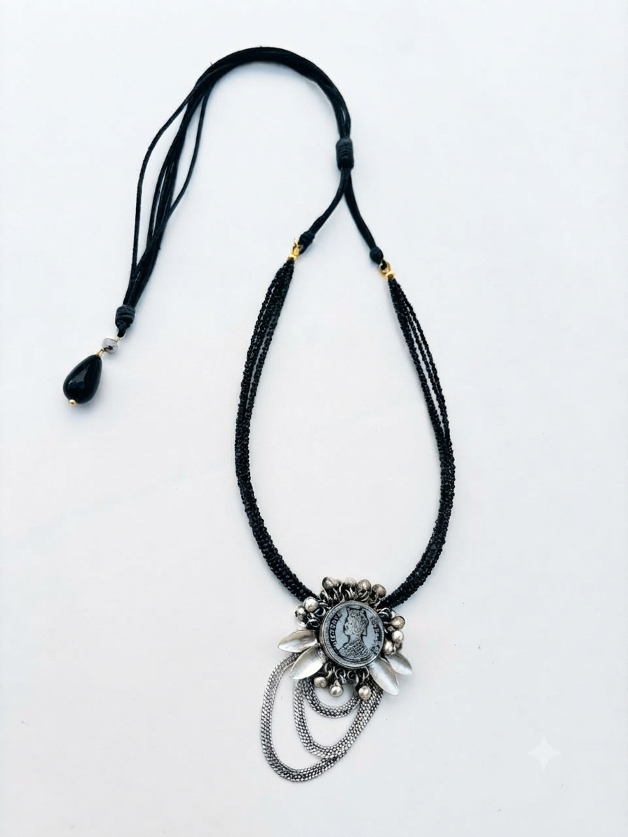 Maya Vintage Coin Necklace - antique gold coin pendant cluster necklace
