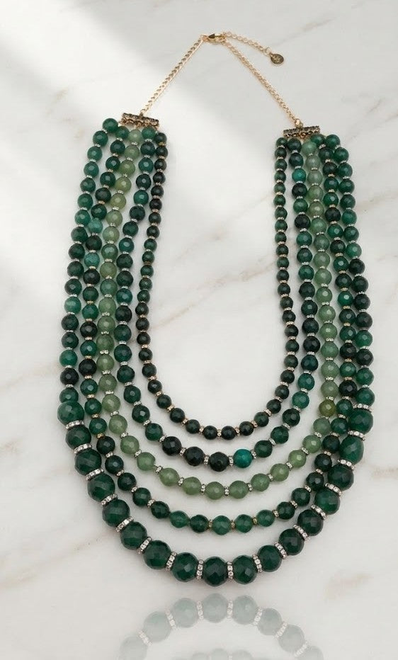 Ombré Green Multi-Layered Necklace