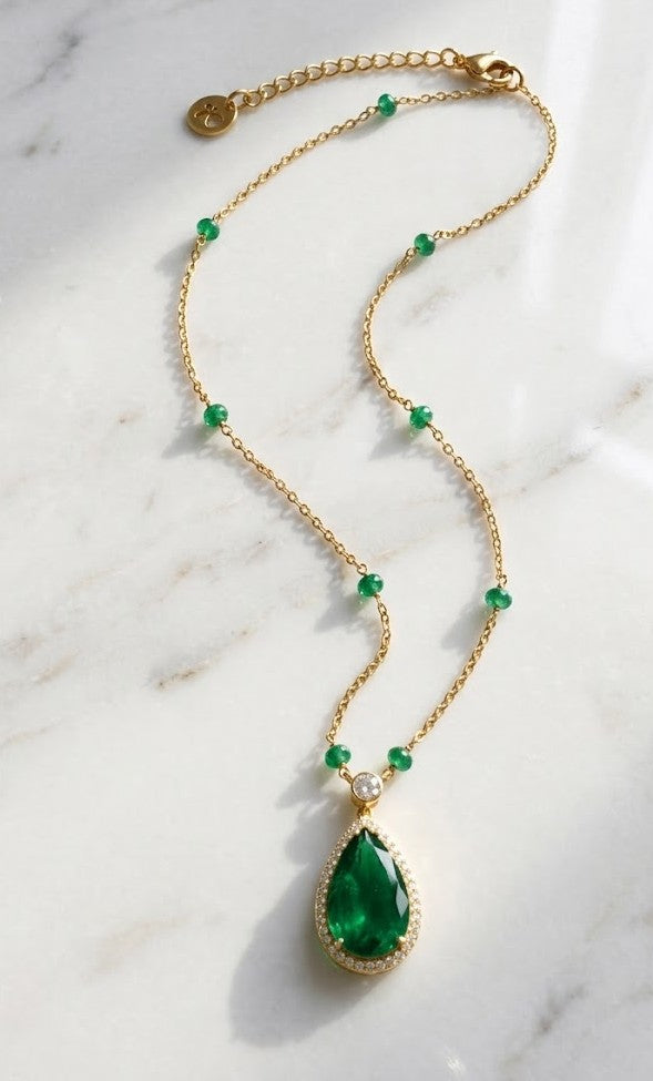 Nizams Radiant Emerald Drop Necklace