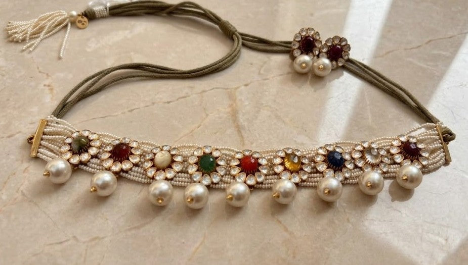 Nizams Royal Navratna Choker Necklace Set