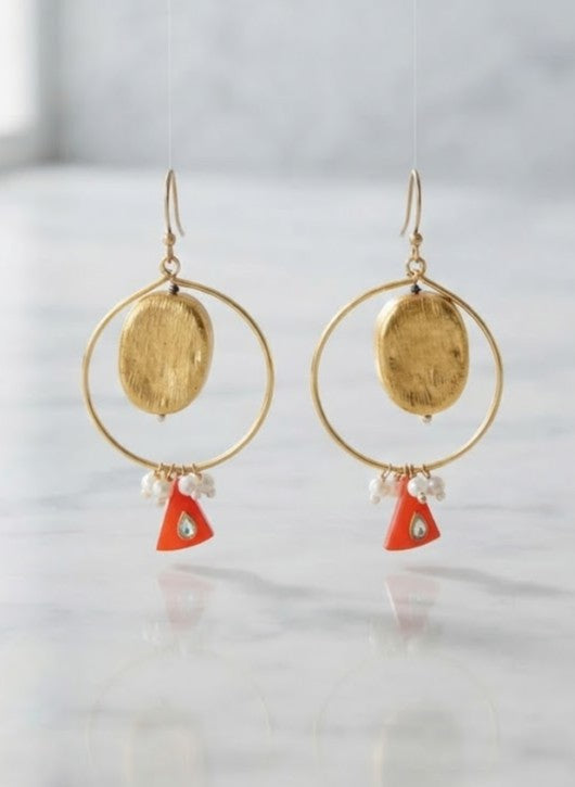 Noor Coral Hoop Earrings