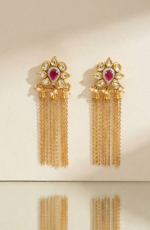 Noor Ruby Fringe Drop Earrings