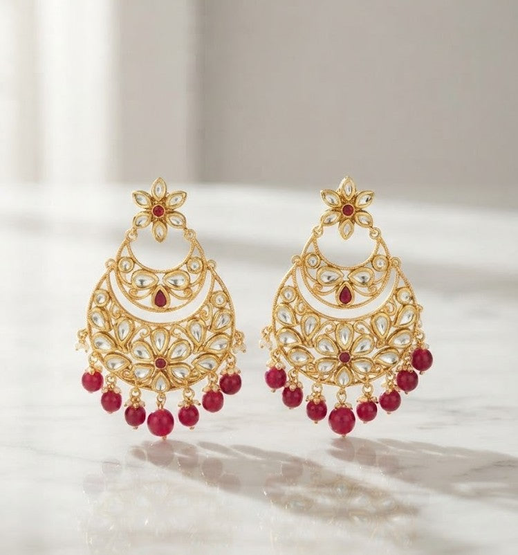 Noor Ruby Floral Ball Earrings