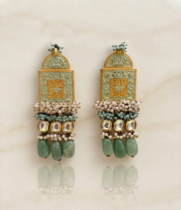 Noor Sage Arc Statement Earrings