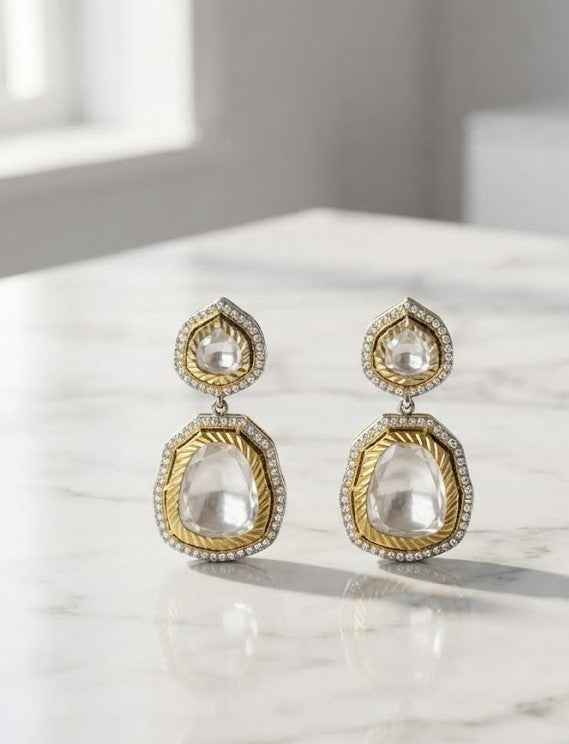 Noor Polki Diamond Drops Earrings