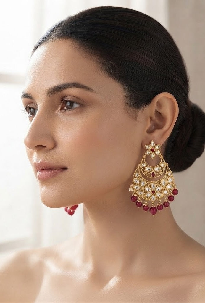 Noor Ruby Floral Ball Earrings