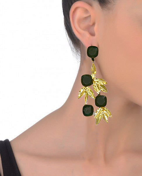 Traditional Nature Earrings – 73mm Height with Handcrafted 18K Gold Plating