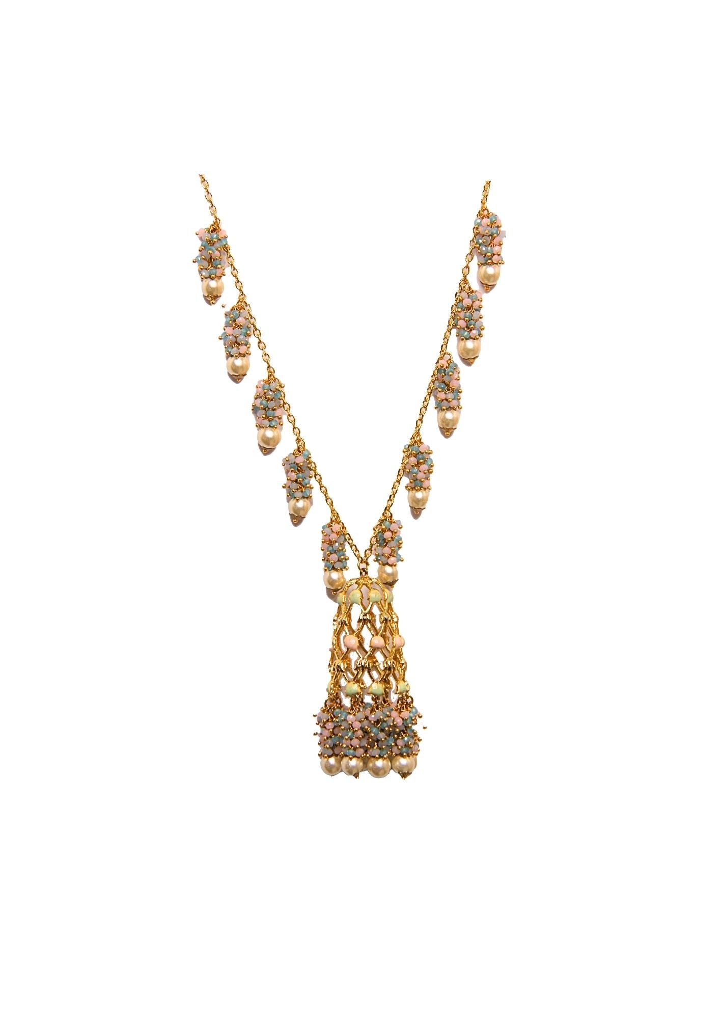 Jannat Necklace - Elegant Brass Chandeliers with 22K Gold Plating