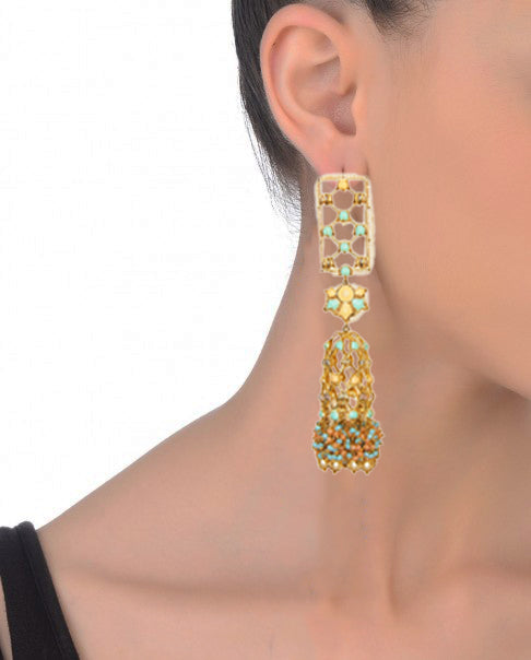 Jannat Earrings – 138mm Handcrafted Statement with 22K Gold-Plated Elegance