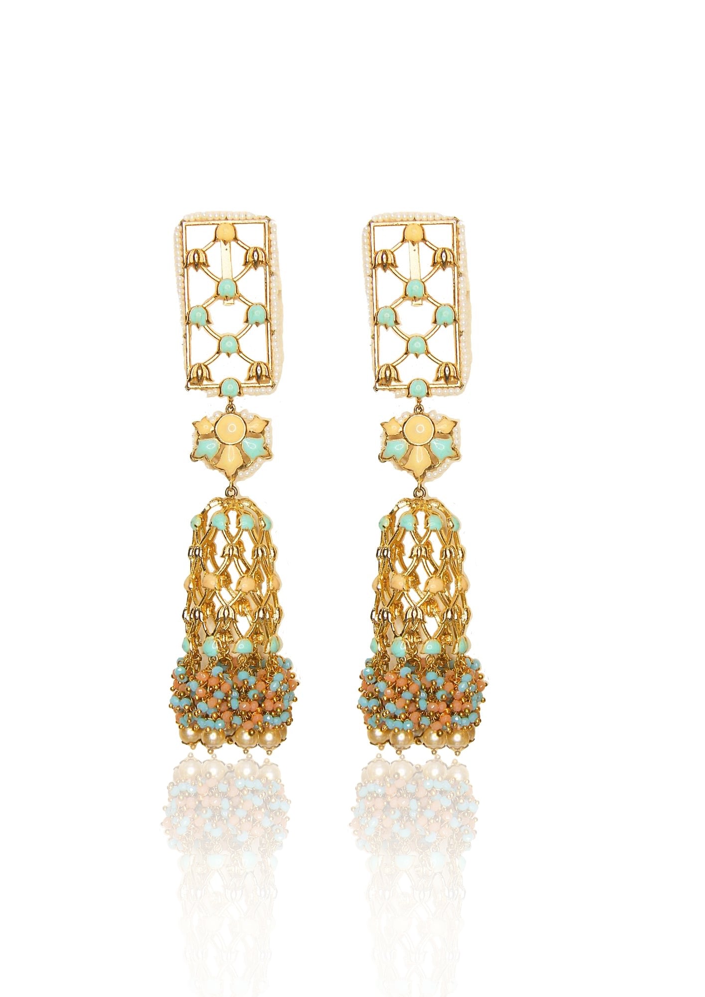 Jannat Earrings – 138mm Handcrafted Statement with 22K Gold-Plated Elegance