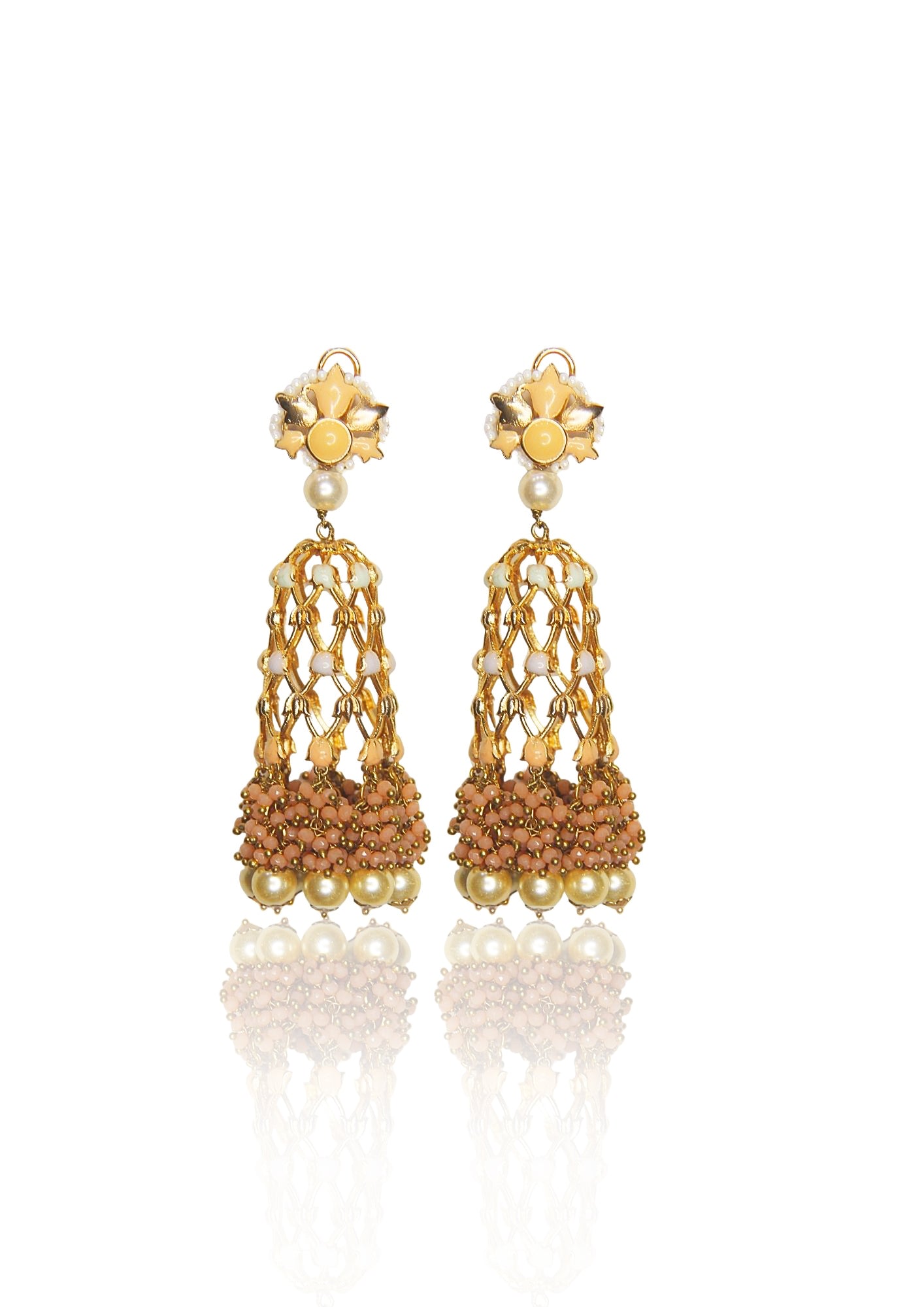 Handcrafted Jannat Earrings – Featuring 100mm Height and 22K Gold Plating
