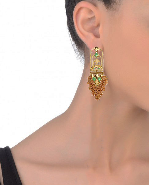 Luxury Handmade Jannat Earrings – 133mm Drop with a Premium 22K Gold Finish