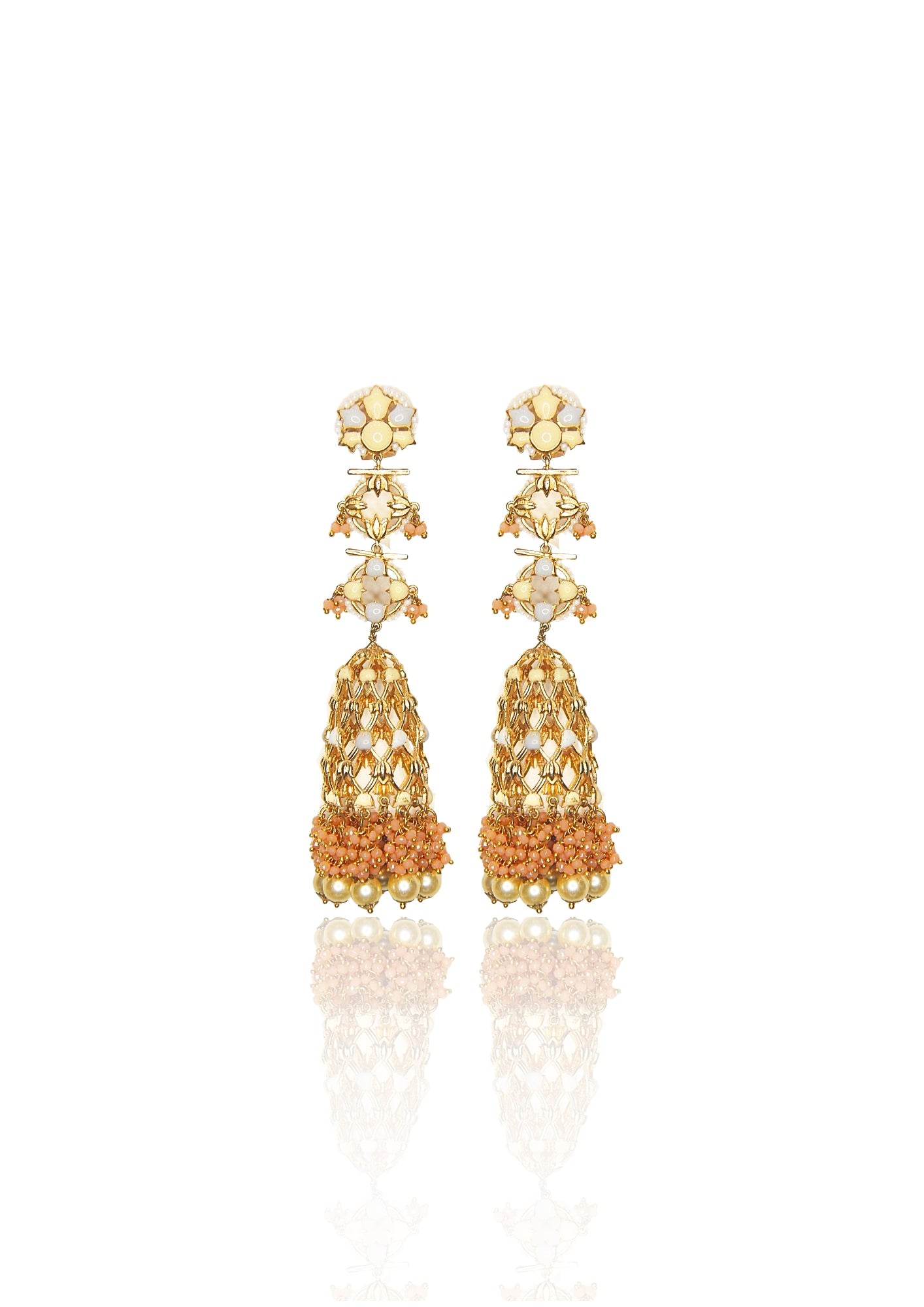 Jannat Earrings – 134mm Tall, Luxuriously Handcrafted with 22K Gold Plate