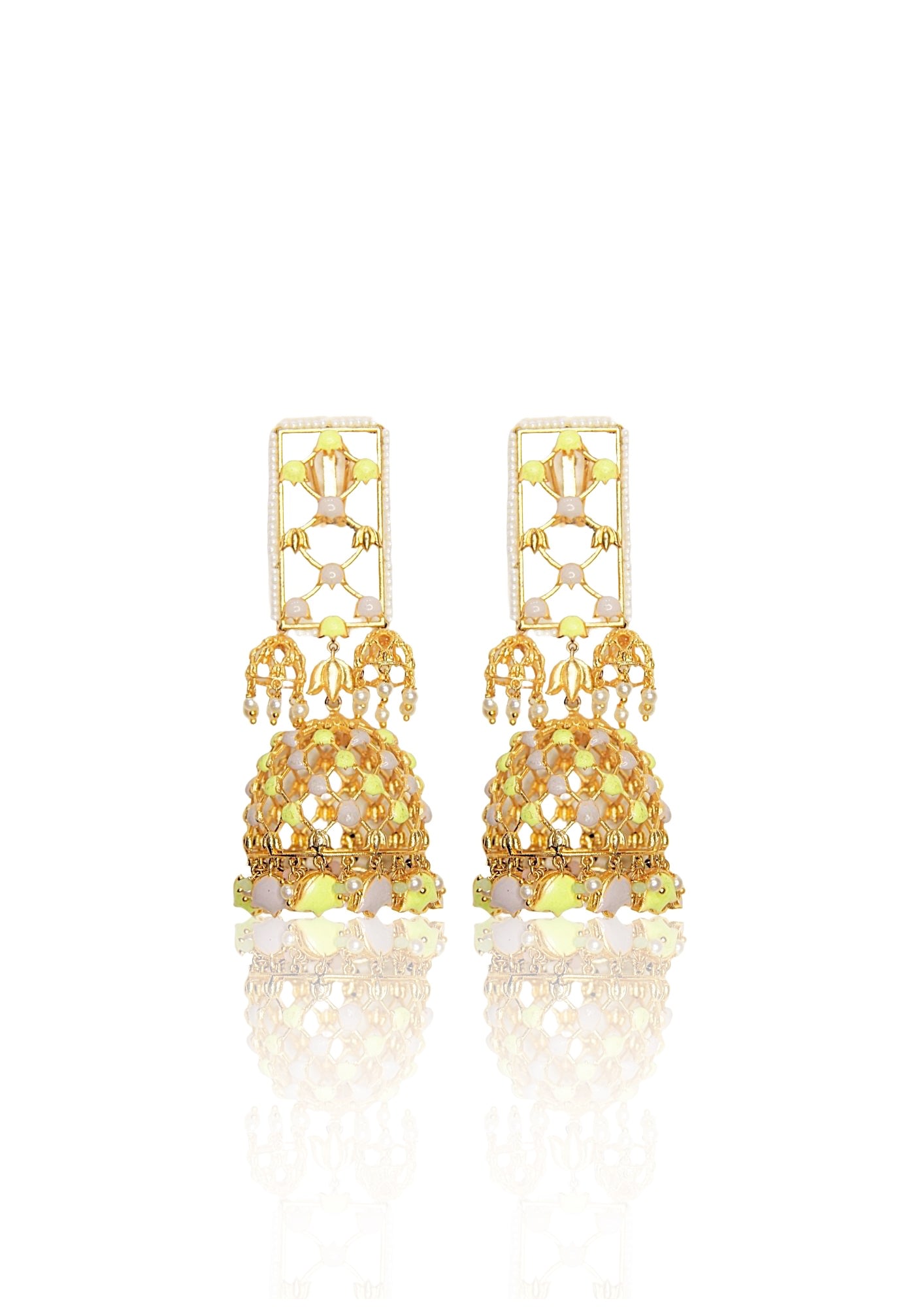 Classic Jannat Earrings – 105mm Drop with Exquisite 22K Gold Plating
