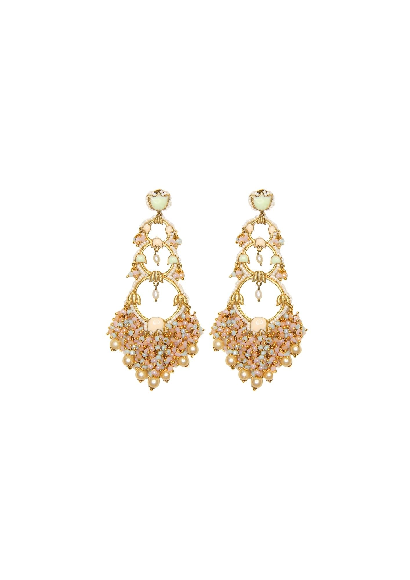 Handmade Jannat Earrings 103mm Height with 22K Gold-Plated Finish