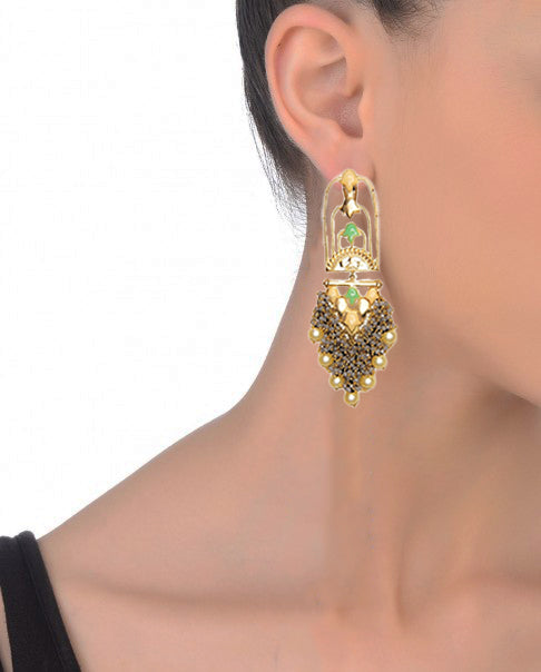 Handmade Jannat Earrings – 120mm Long, Perfectly Finished with 22K Gold Plate