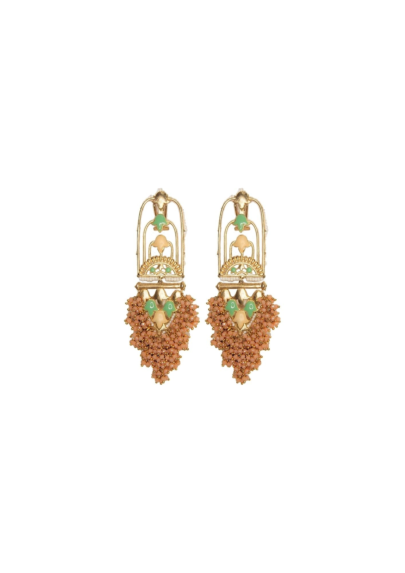 Handmade Jannat Earrings 120 mm Height with 22K Gold-Plated Finish