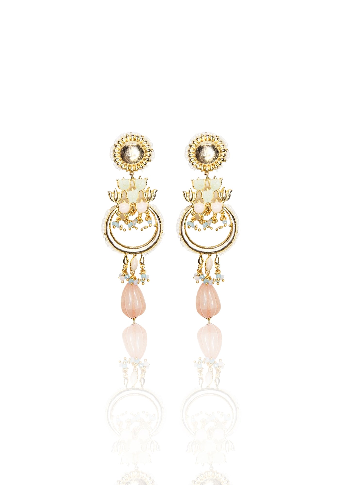 Stylish Jannat Earrings – 97mm Height, Handcrafted with 22K Gold Plating