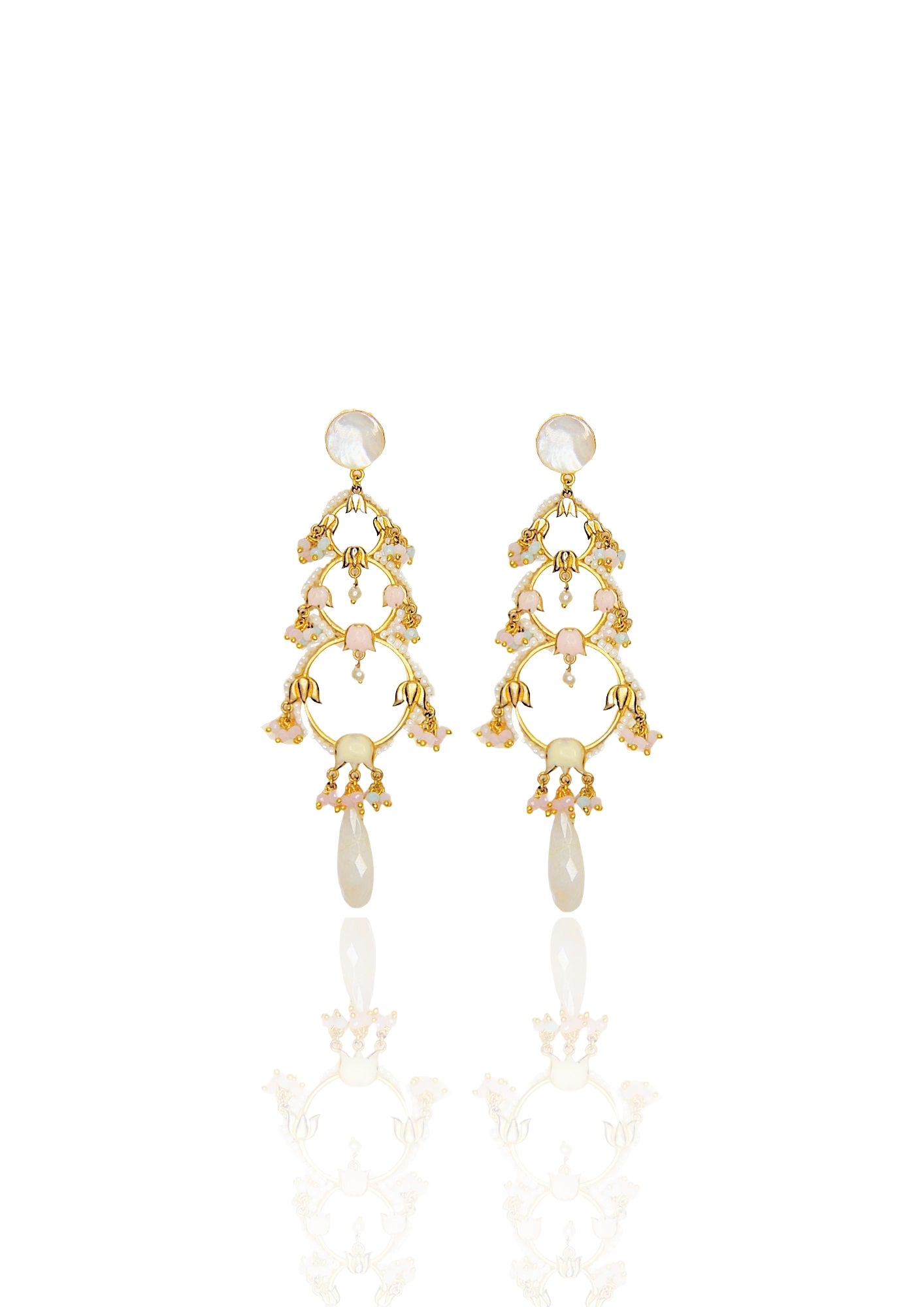 Jannat Earrings – Handmade 106mm Drop with Premium 22K Gold-Plated Design