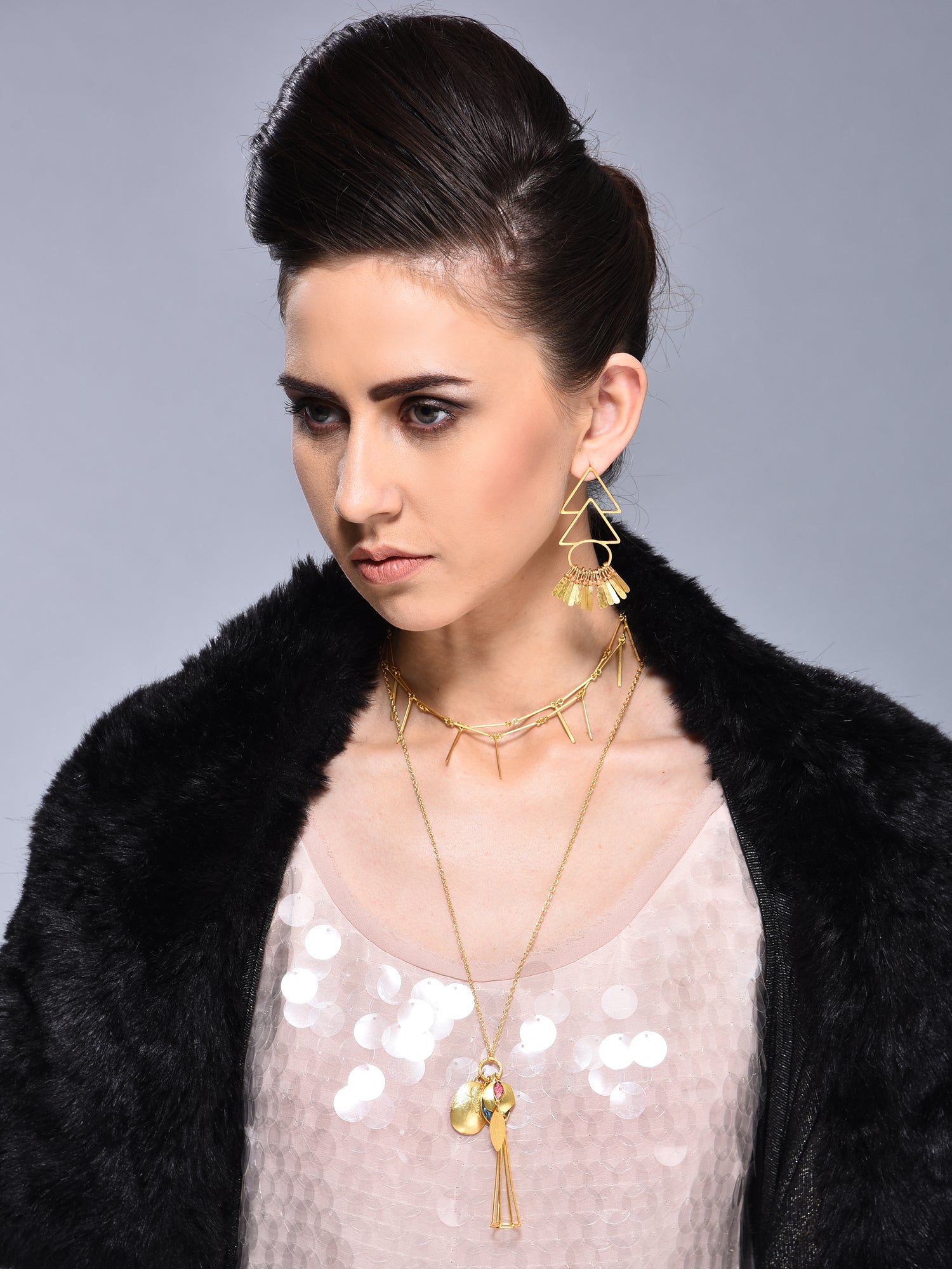 Stylish Fringe Earrings – 68mm Length with 18K Gold-Plated Finish