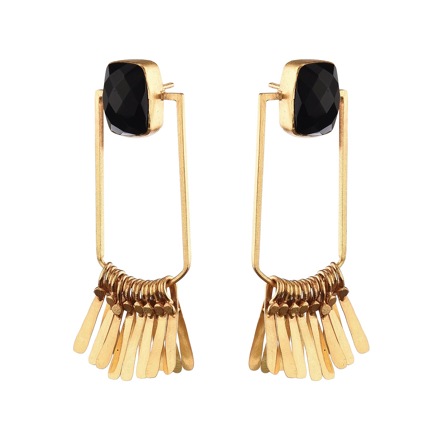 Chic Handmade Fringe Earrings – 63mm Height with 18K Gold-Plated Brass