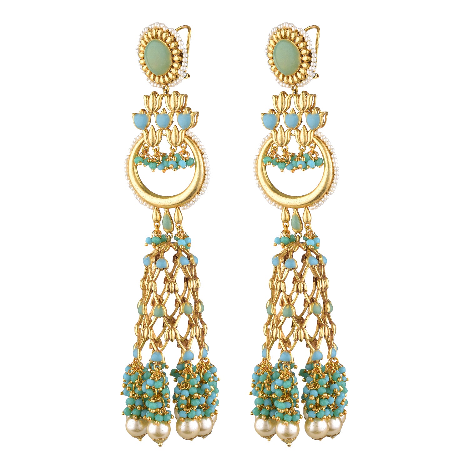 Handmade Jannat Earrings with 22K Gold-Plated Finish For Indian Look