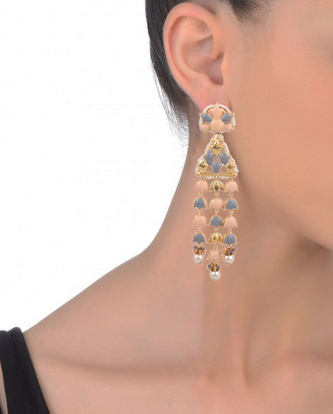 Artisan Jannat Earrings – 120mm Height, Finished with 22K Gold Plating