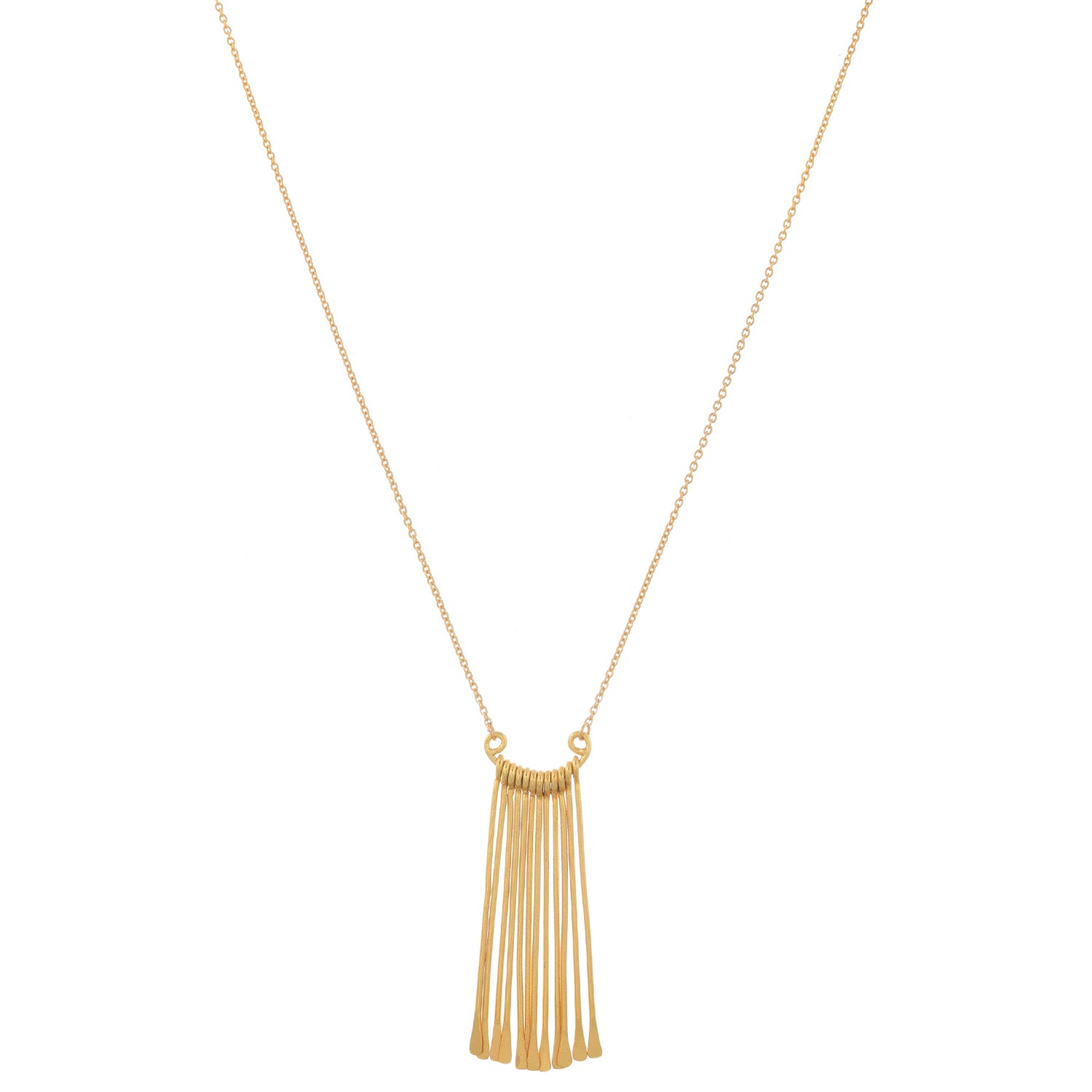 Fringe Necklace - Stylish Brass with 18K Gold Plate and Natural Stones