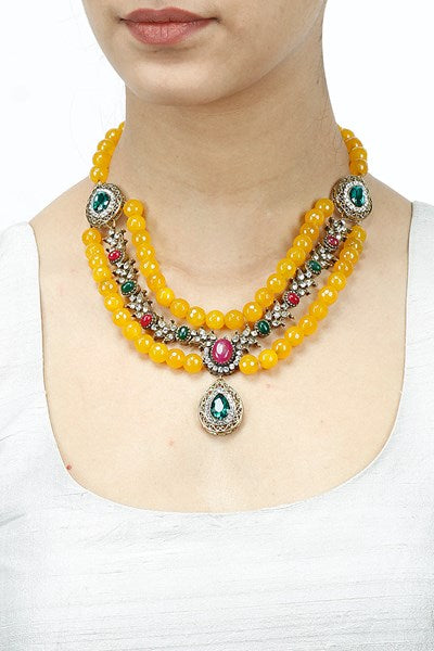 Victoria Necklace - Artisanal Brass with 22K Gold Plate, 52mm x 22mm