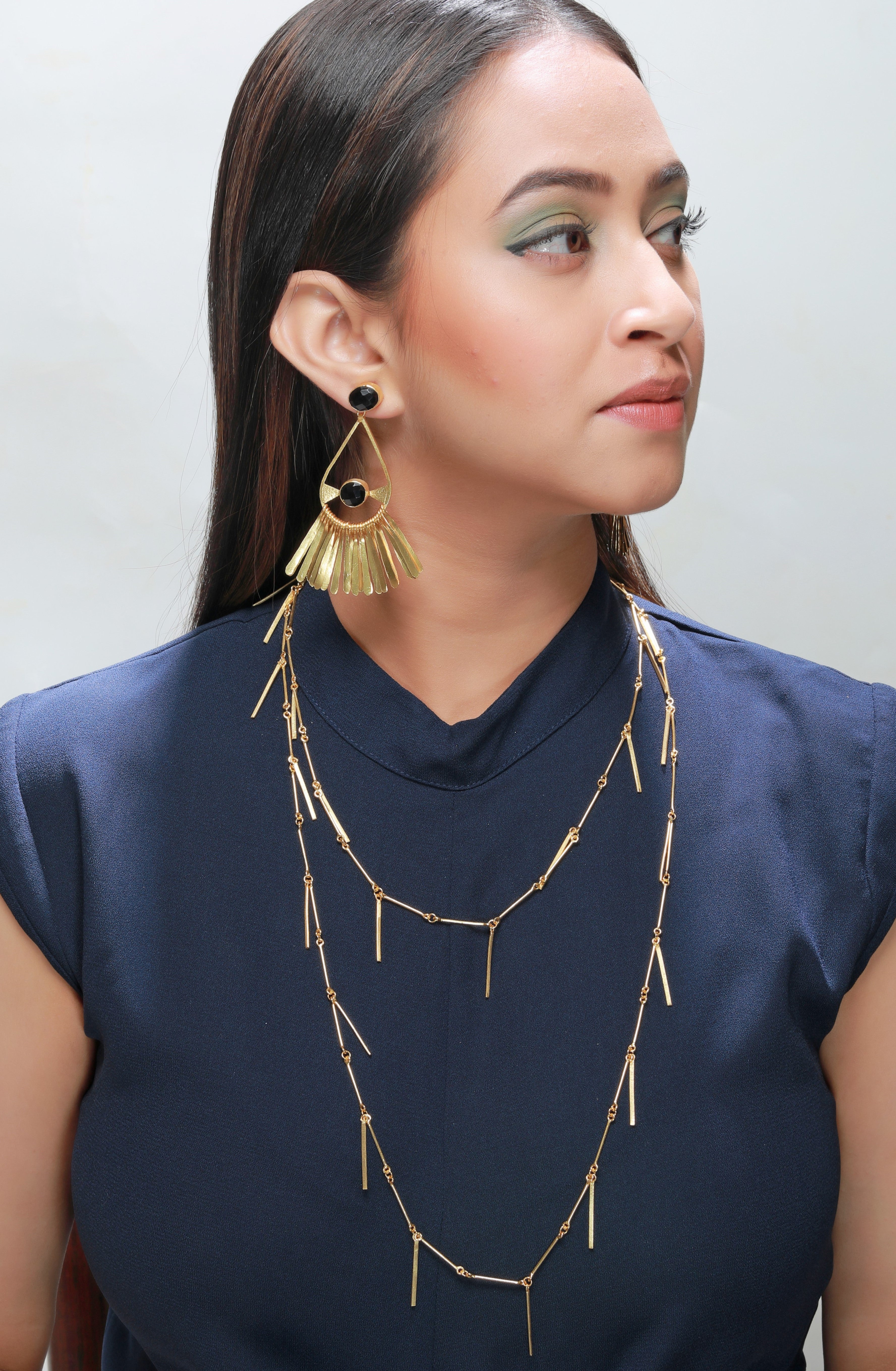 Fringe Necklace - Modern Brass Design with 22K Gold Plating
