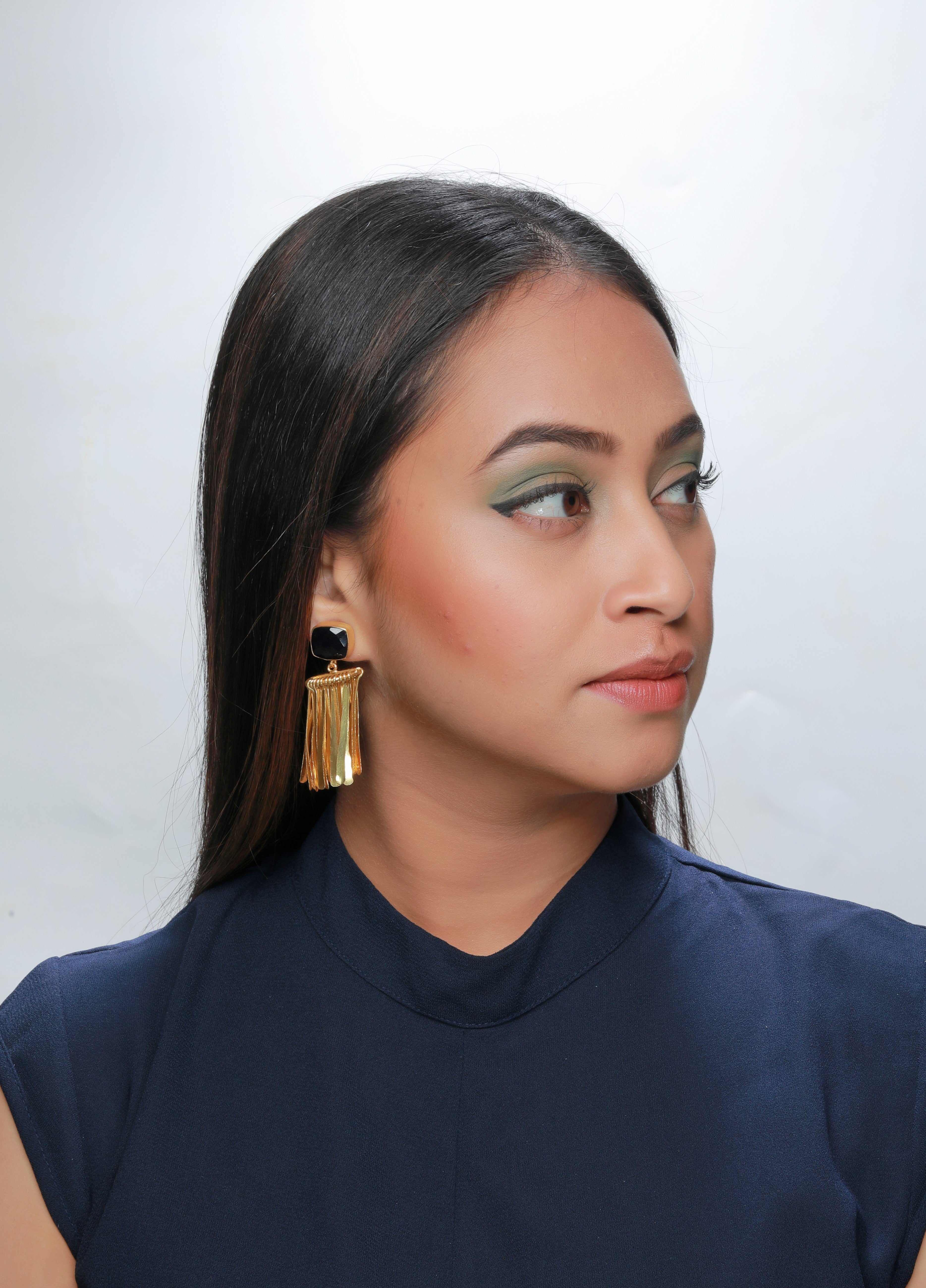 Handcrafted Fringe Earrings – 55mm Height, 18K Gold-Plated Design