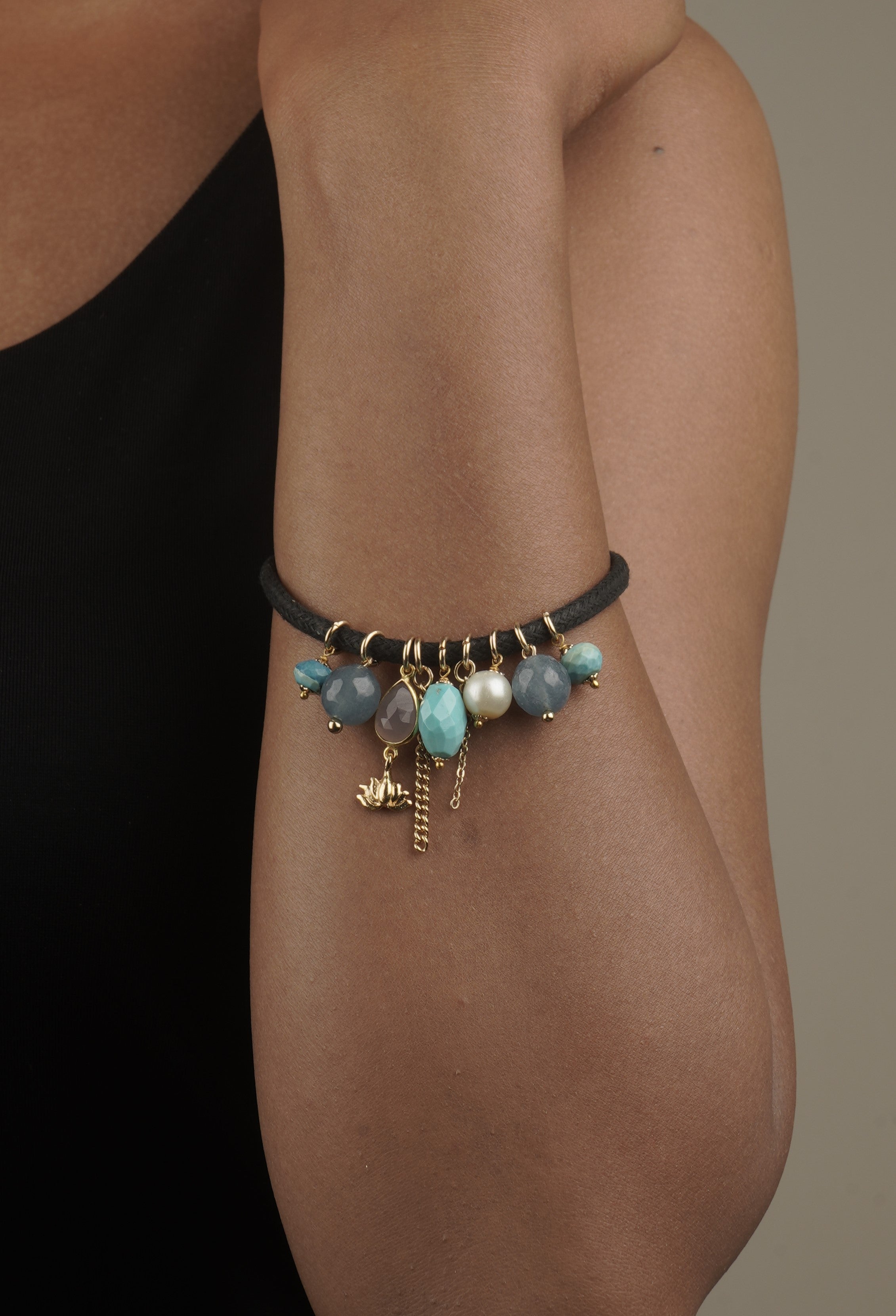 Love bracelet Tranquil Triumph in Turquoise, Pearl, and Onyx