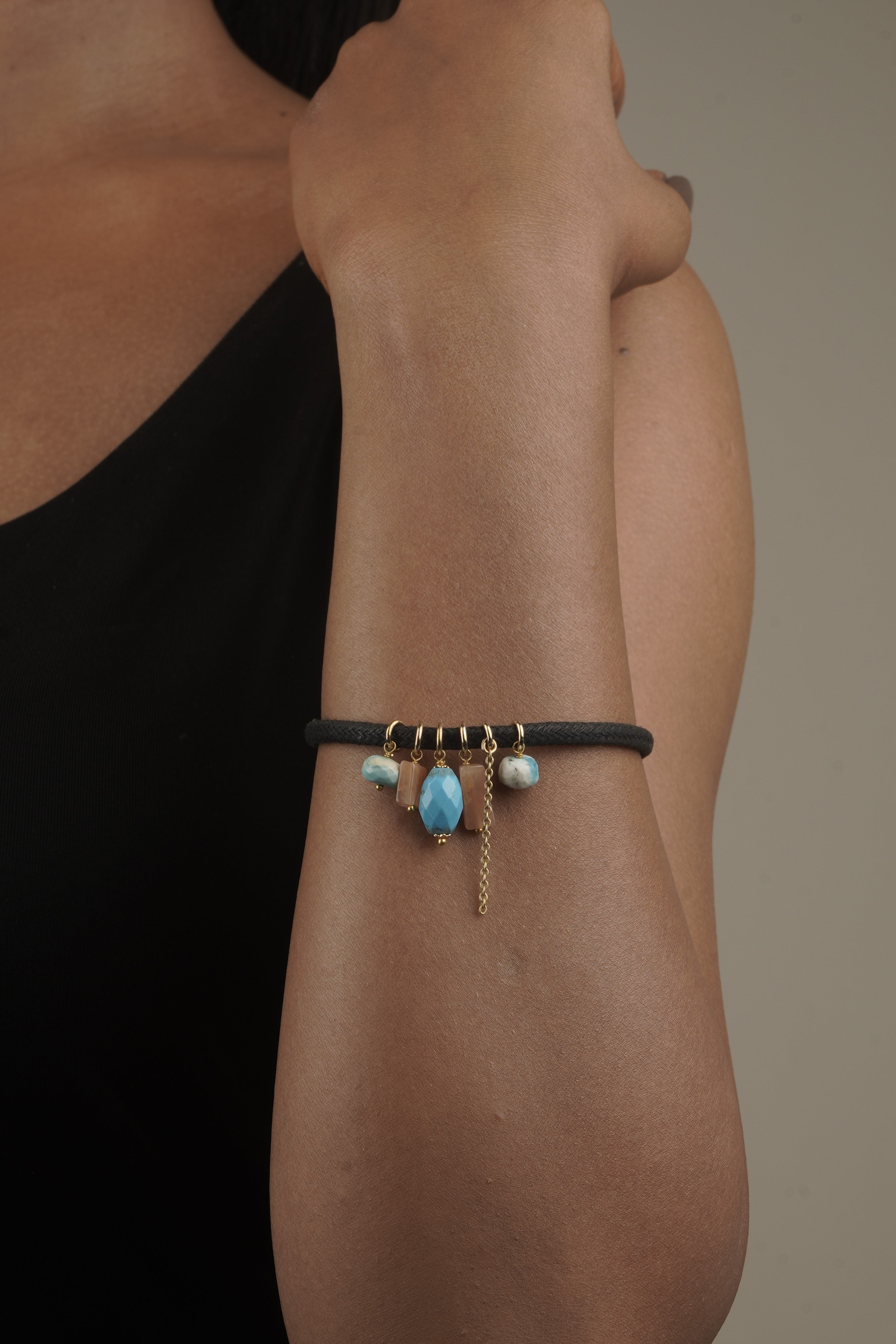 Love bracelet Ocean Night in Turquoise, Pearl, and Onyx 35mm