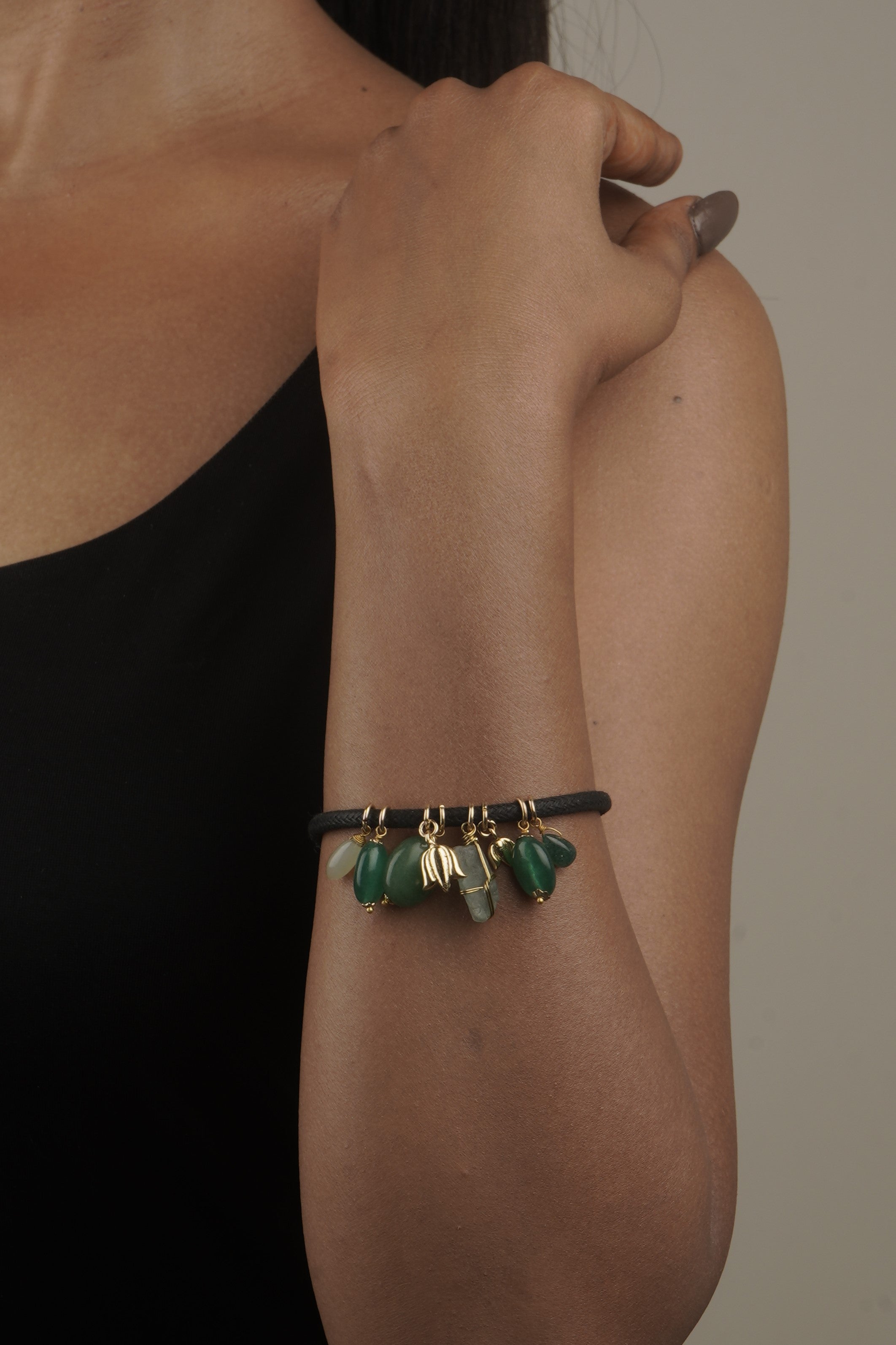 Love bracelet Emerald Harmony  in Green Onyx and Jade 25mm